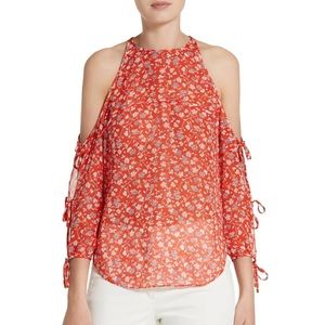 VERONICA BEARD Flynn Print Cold Shoulder Blouse